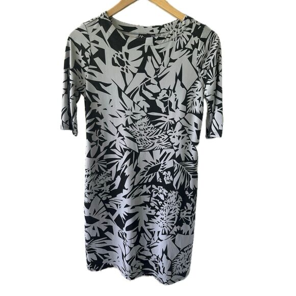 H Collection Petites Hawaiian Inspired Tropical Graphic Leaves Sheath Dress XS - Picture 1 of 5
